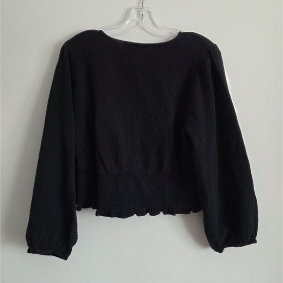 MADEWELL | Womens Lightspun Julianne Smocked-Waist Top Black Gauze SZ XL - Picture 5 of 7